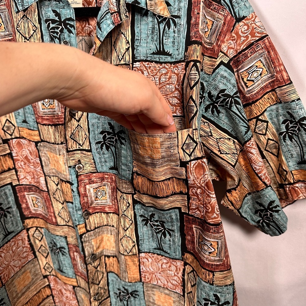 Cooke Street tropical cotton relaxed patchwork palm aloha shirt L multicolor - Picture 6 of 10